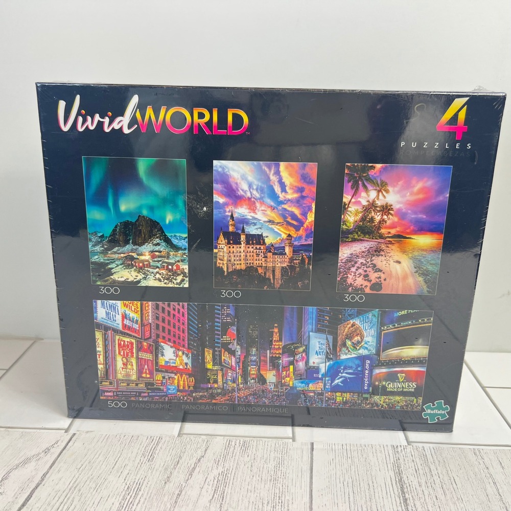 Vivid World Jigsaw Puzzles 4-in-1 Variety Pack 300 & 500 Piece Panoramic New